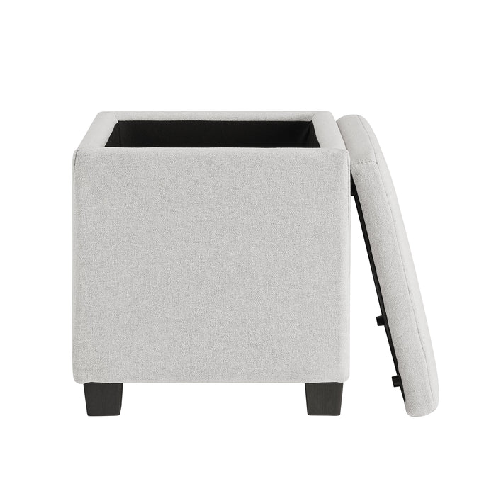 Pouf de rangement Halifax de 14,75 po en tissu - gris clair