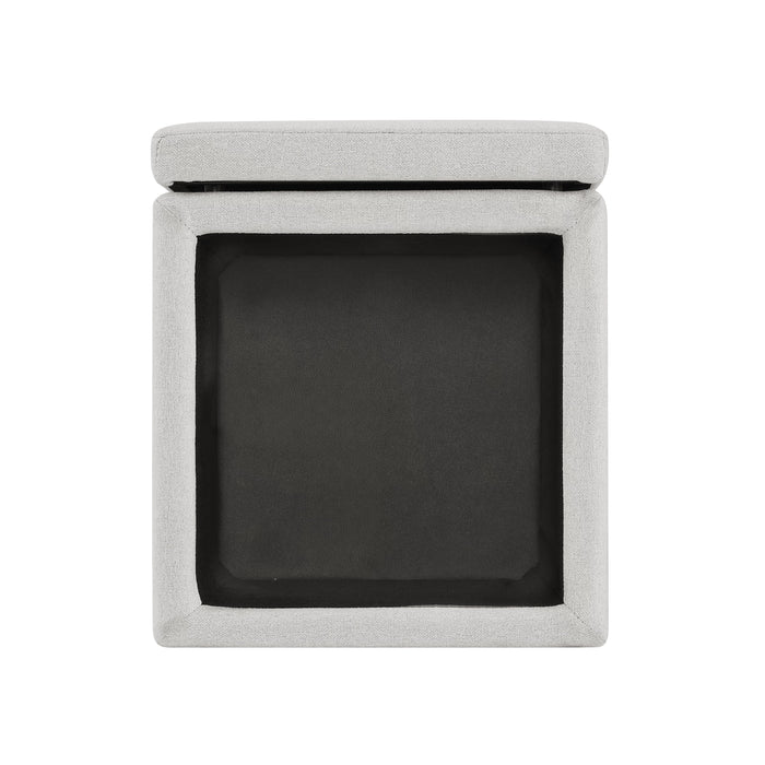 Pouf de rangement Halifax de 14,75 po en tissu - gris clair