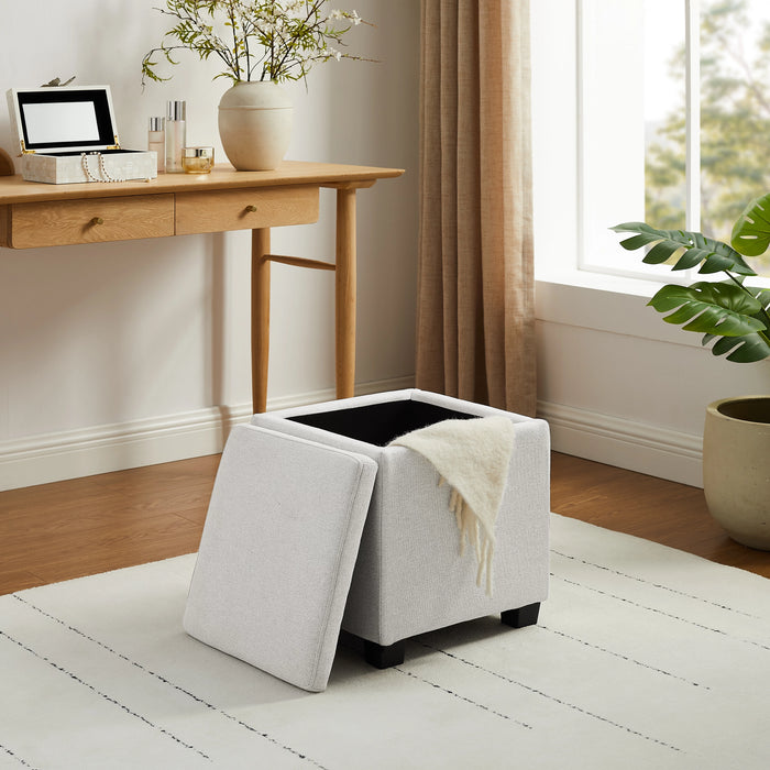 Pouf de rangement Halifax de 14,75 po en tissu - gris clair