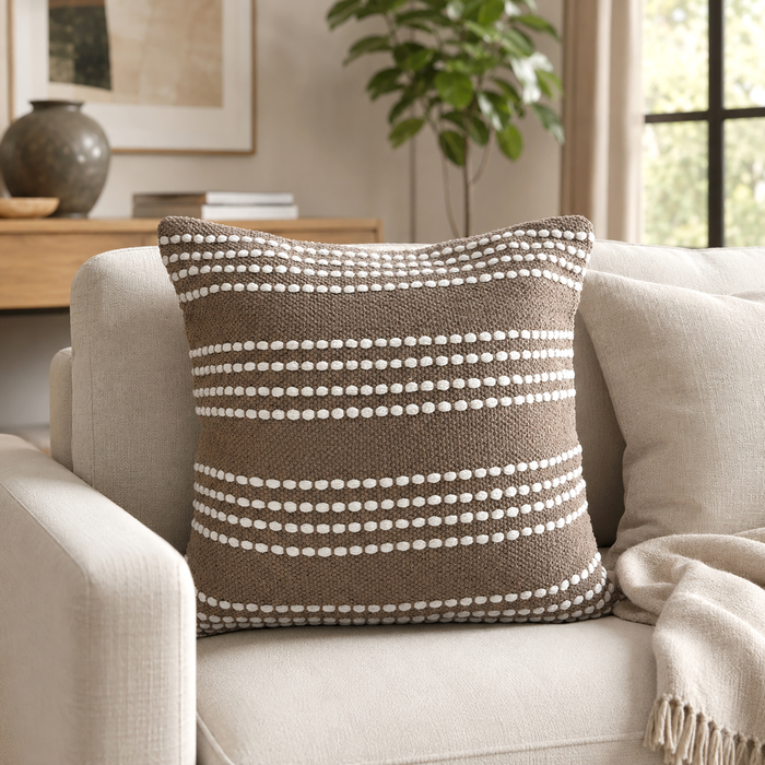 Coussin décoratif Harris en tissu - moka