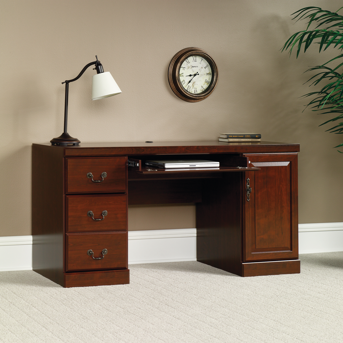 Bureau d’ordinateur Heritage de 59,25 po avec système de gestion des câbles - cerisier classique