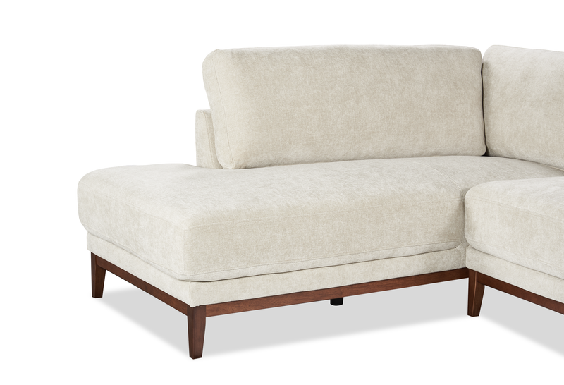 Sofa sectionnel de gauche Horizon 2 pièces en tissu avec base et pattes en bois - pierre