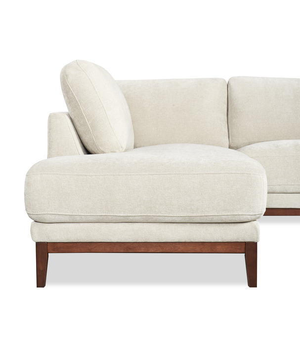 Sofa sectionnel de gauche Horizon 2 pièces en tissu avec base et pattes en bois - pierre
