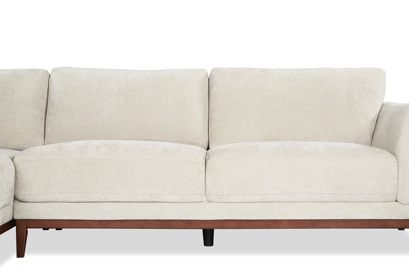 Sofa sectionnel de gauche Horizon 2 pièces en tissu avec base et pattes en bois - pierre