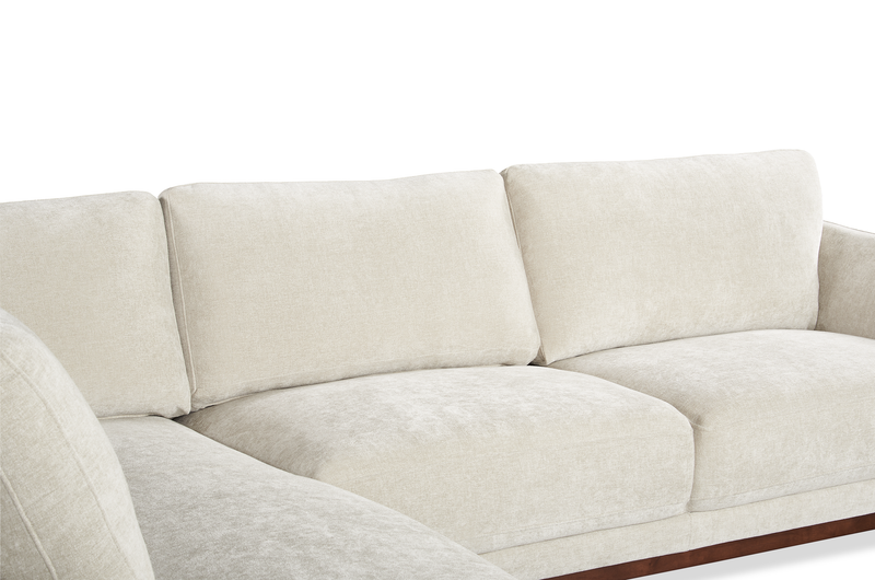 Sofa sectionnel de gauche Horizon 2 pièces en tissu avec base et pattes en bois - pierre