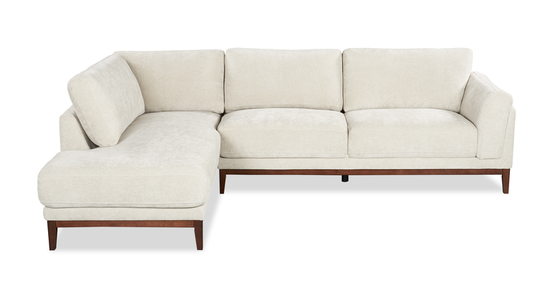 Sofa sectionnel de gauche Horizon 2 pièces en tissu avec base et pattes en bois - pierre
