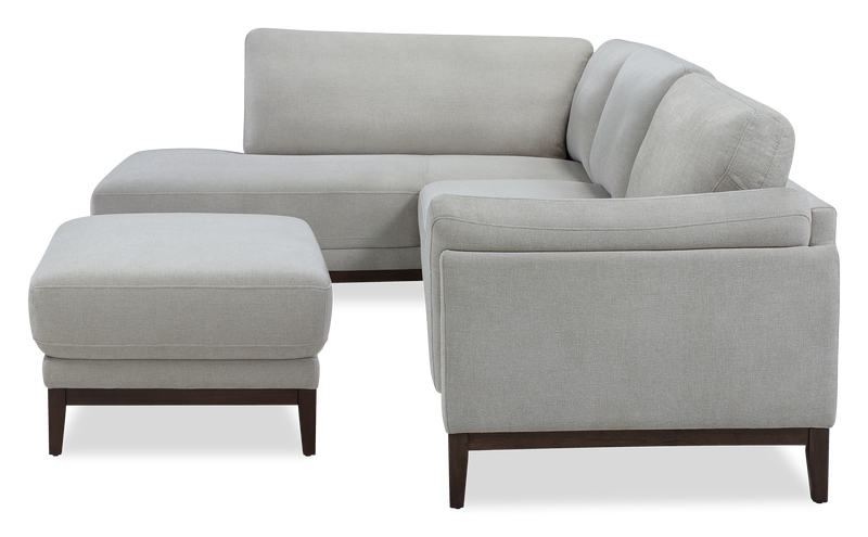 Sofa sectionnel de gauche Horizon 2 pièces en tissu avec base et pattes en bois - gris