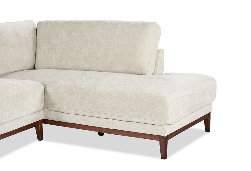 Sofa sectionnel de droite Horizon 2 pièces en tissu avec base et pattes en bois - pierre