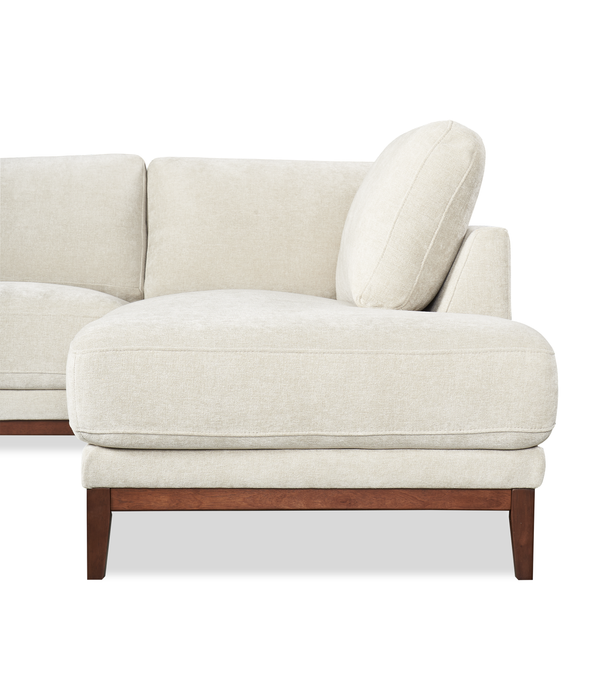 Sofa sectionnel de droite Horizon 2 pièces en tissu avec base et pattes en bois - pierre