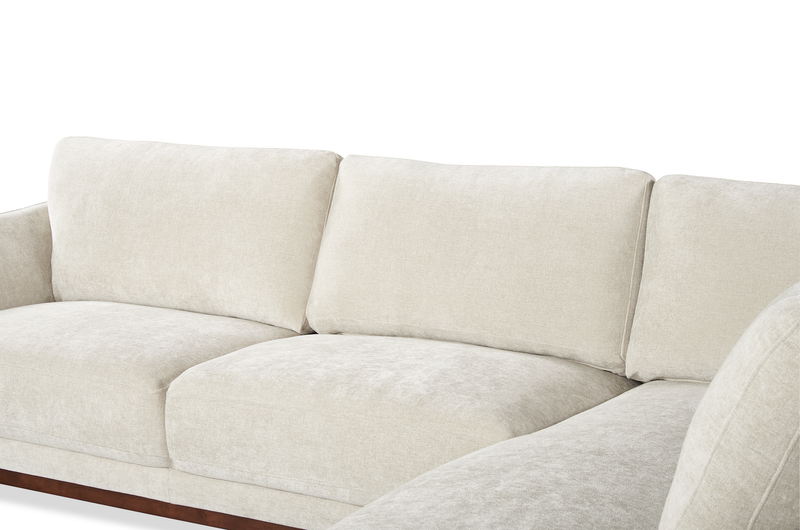 Sofa sectionnel de droite Horizon 2 pièces en tissu avec base et pattes en bois - pierre