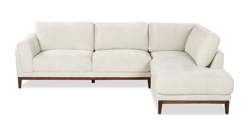 Sofa sectionnel de droite Horizon 2 pièces en tissu avec base et pattes en bois - pierre