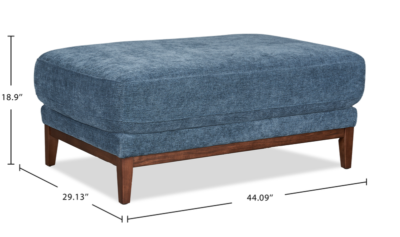 Pouf Horizon de 44,09 po en tissu - bleu marine