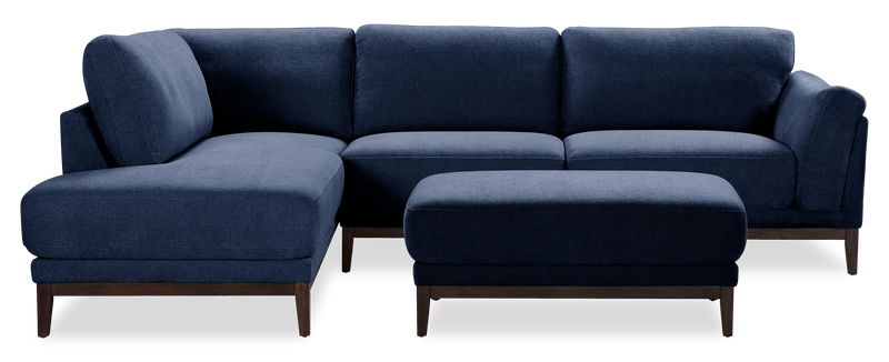 Pouf Horizon de 44,09 po en tissu - bleu marine