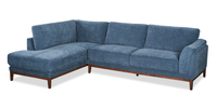 Sofa sectionnel de gauche Horizon 2 pièces en tissu avec base et pattes en bois - bleu marine