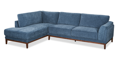 Horizon 2-Piece Left-Facing Fabric Sectional with Wood Base and Legs - Navy | Sofa sectionnel de gauche Horizon 2 pièces en tissu avec base et pattes en bois - bleu marine