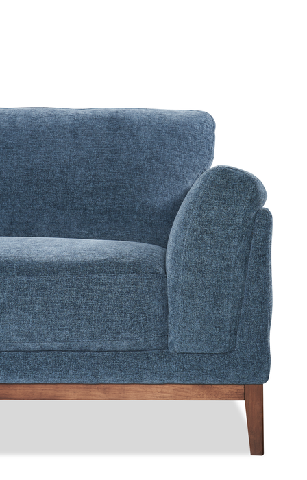 Sofa sectionnel de gauche Horizon 2 pièces en tissu avec base et pattes en bois - bleu marine