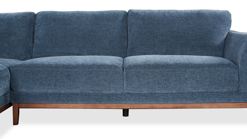 Sofa sectionnel de gauche Horizon 2 pièces en tissu avec base et pattes en bois - bleu marine