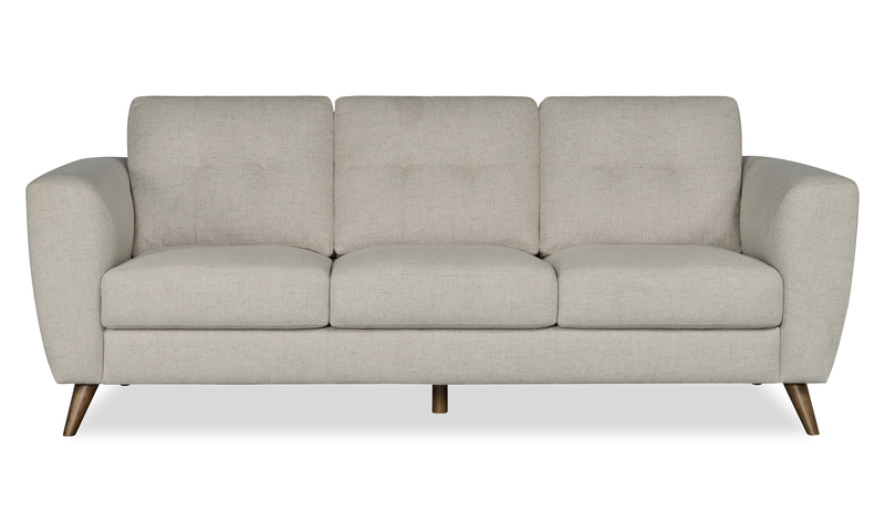 Sofa Iverly de 84 po en tissu d’apparence lin avec coussins de dossier amovibles - sable
