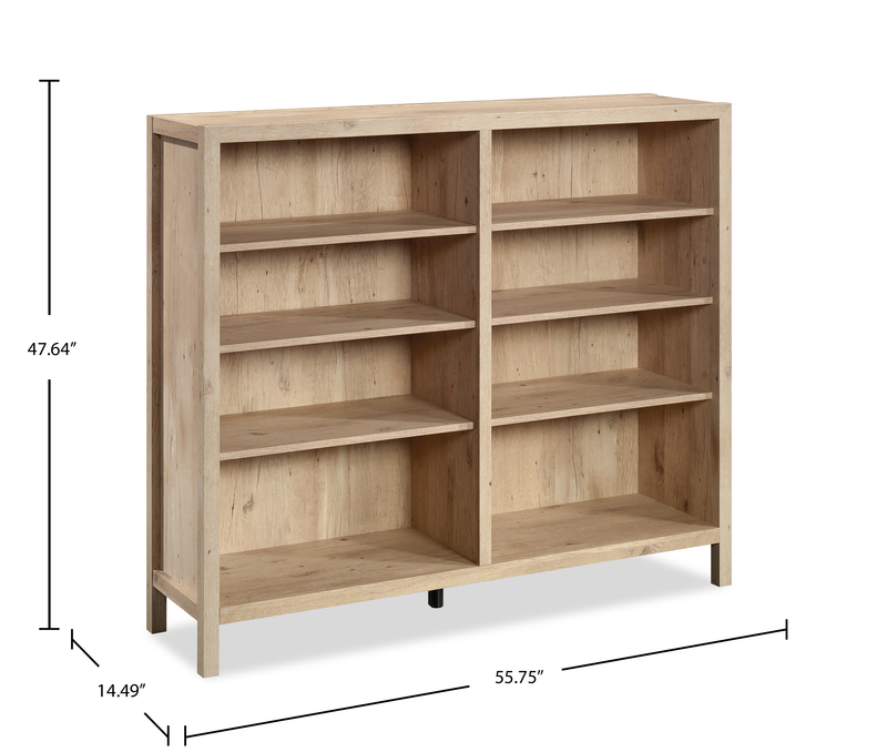 Bibliothèque rustique Juble de 55,75 po avec tablettes réglables - chêne clair