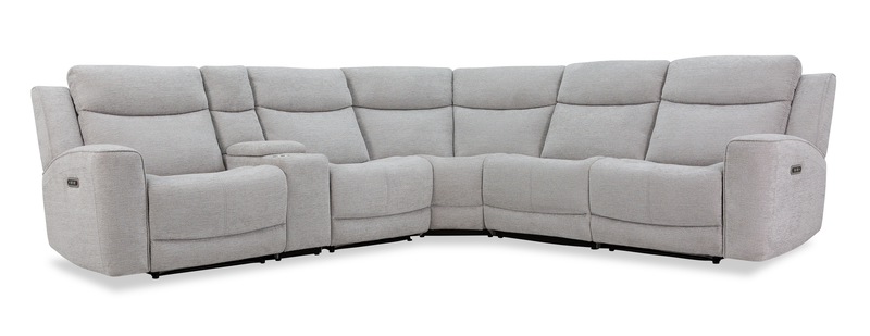 Sofa sectionnel à inclinaison électrique Kacey 6 pièces de po en tissu de chenille avec port USB - gris