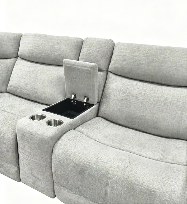 Sofa sectionnel à inclinaison électrique Kacey 6 pièces de po en tissu de chenille avec port USB - gris