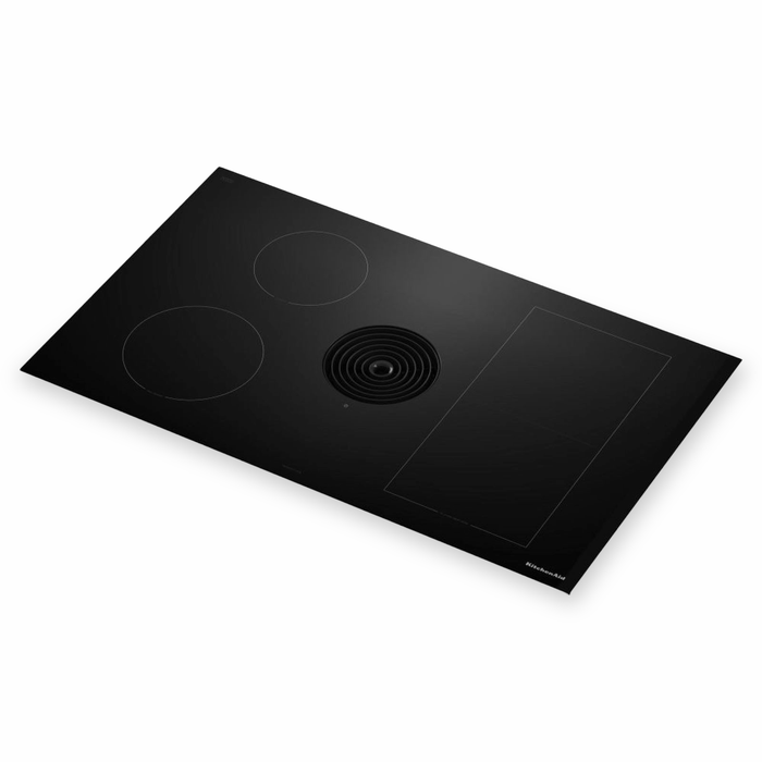Surface de cuisson à induction de KitchenAid de 36 po à aspiration descendante avec très grande zone de pont Even-HeatMC - noire - KCID936SBL