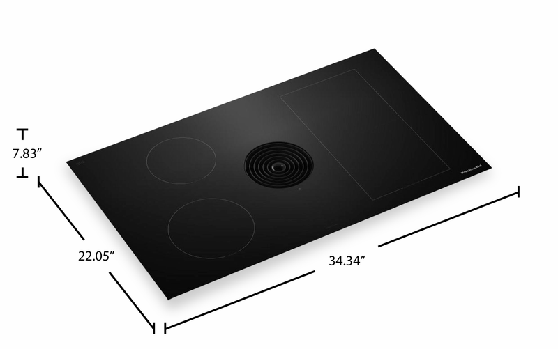 Surface de cuisson à induction de KitchenAid de 36 po à aspiration descendante avec très grande zone de pont Even-HeatMC - noire - KCID936SBL