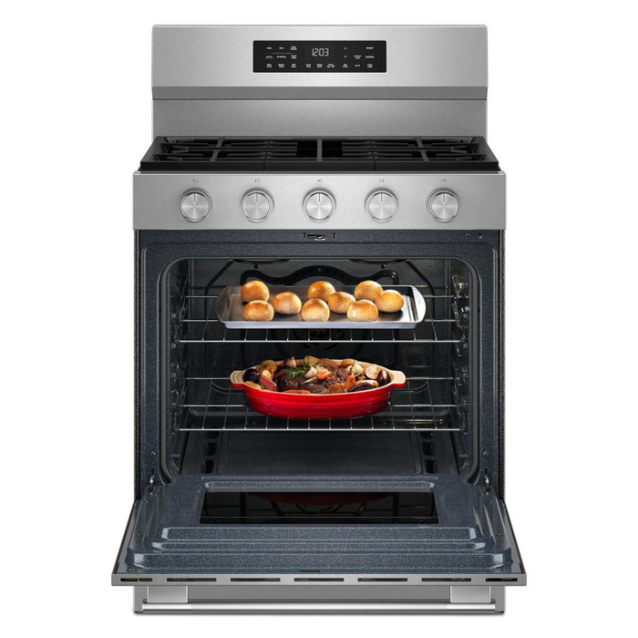 Cuisinière intelligente à gaz KitchenAid de 5 pi3 et de 30 po avec modes par convection - acier inoxydable PrintShieldMC - KFGS330TPS