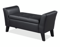 Banc contemporain Kohen de 46,75 po en tissu d’apparence cuir avec rangement - noir