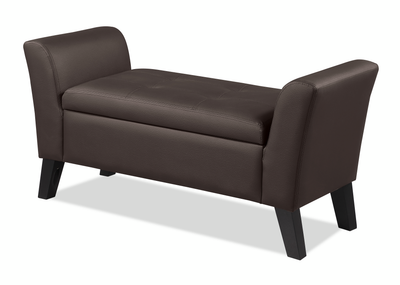Kohen 46.75" Contemporary Leather-Look Fabric Bench with Storage – Brown  | Banc contemporain Kohen de 46,75 po en tissu d’apparence cuir avec rangement - brun