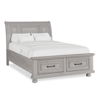 Ensemble de chambre à coucher Kylie 6 pièces sable avec lit de rangement, commode, miroir et table de nuit - format lit double
