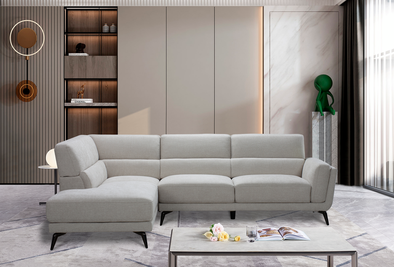 Sofa sectionnel de gauche Kyrie 2 pièces de po en tissu d'apparence lin - taupe