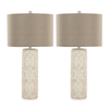 Ensemble de 2 lampes de table Lacey de 31 po avec abat-jour d’apparence lin beige - brun