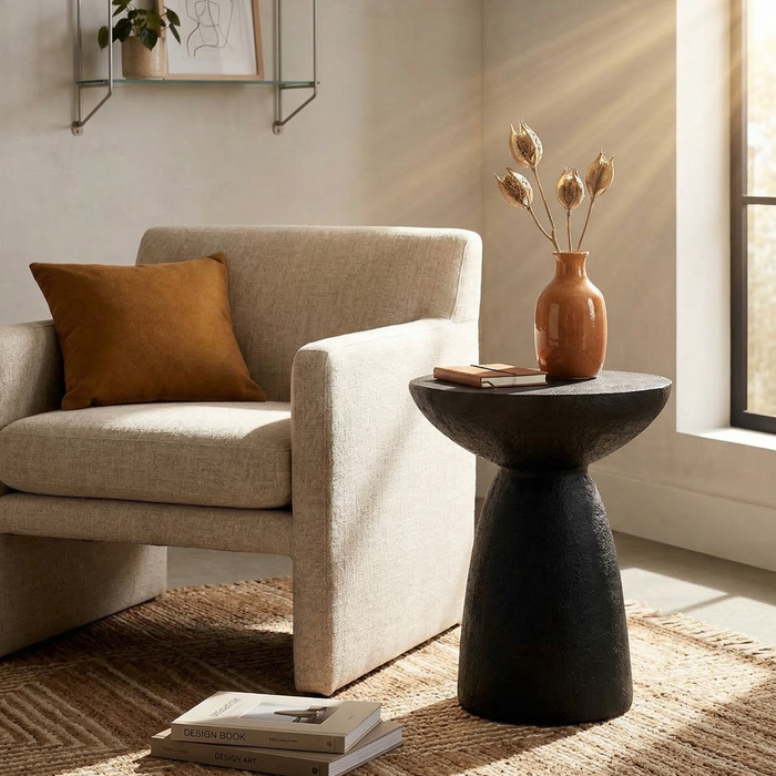 Table de bout moderne Lake de 18,9 po - noir mat