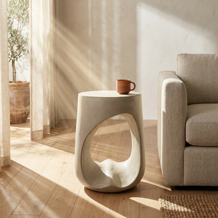 Table de bout moderne Lana de 17,9 po - crème