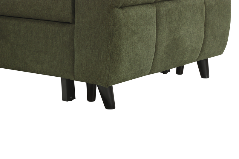 Sofa-lit sectionnel de gauche Laval 2 pièces en tissu avec fauteuil long de rangement - vert