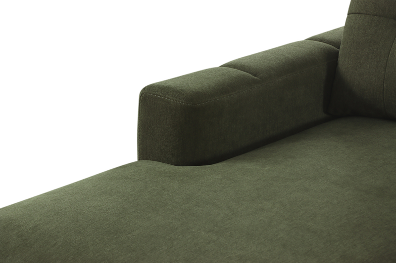 Sofa-lit sectionnel de gauche Laval 2 pièces en tissu avec fauteuil long de rangement - vert