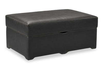 Made in Canada Lennox 40” Genuine Leather Storage Ottoman - Black | Pouf de rangement Lennox de 40 po fabriqué au Canada en cuir véritable - noir
