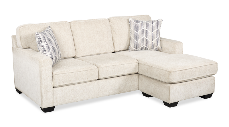 Sofa sectionnel réversible Lennox fabriqué au Canada en tissu de chenille avec coussins réversibles - taupe
