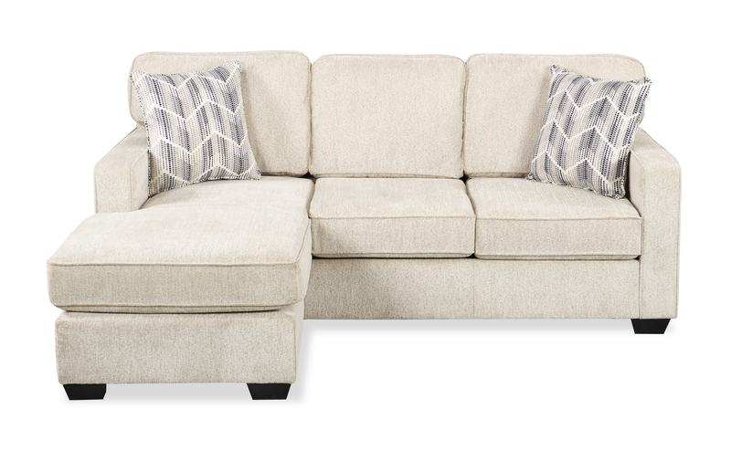 Sofa sectionnel réversible Lennox fabriqué au Canada en tissu de chenille avec coussins réversibles - taupe