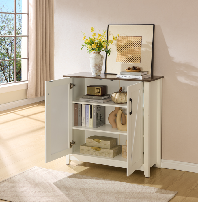 Armoire de rangement pour chaussures Lexie de 35,5 po avec dessus en chêne noyer - blanche