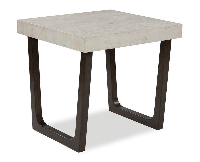 Ensemble de 2 tables contemporaines Lisette de 40 po, table à café et table de bout, avec dessus d’apparence ciment - gris