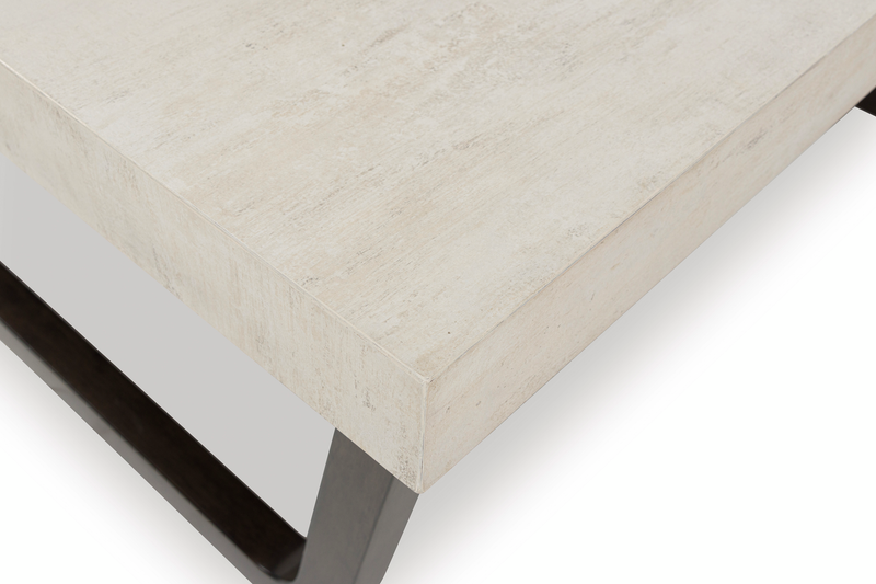 Ensemble de 2 tables contemporaines Lisette de 40 po, table à café et table de bout, avec dessus d’apparence ciment - gris