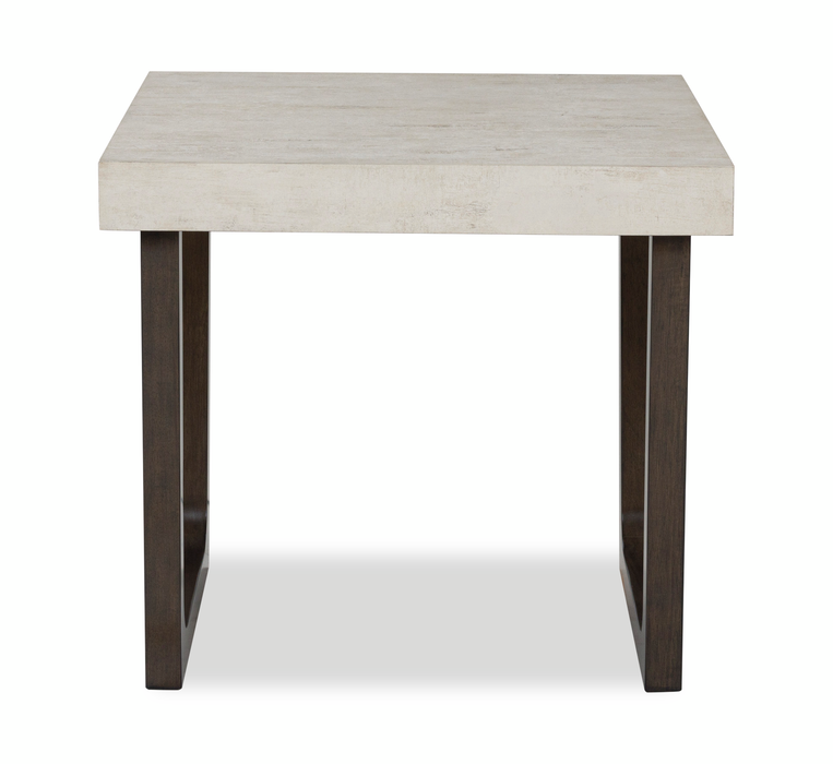 Ensemble de 2 tables contemporaines Lisette de 40 po, table à café et table de bout, avec dessus d’apparence ciment - gris
