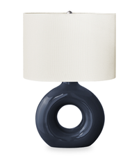  Lampe de table Liv de 16 po en céramique avec abat-jour ivoire - bleue