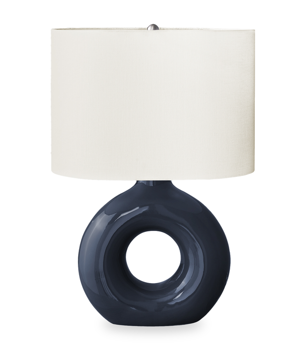 Lampe de table Liv de 16 po en céramique avec abat-jour ivoire - bleue