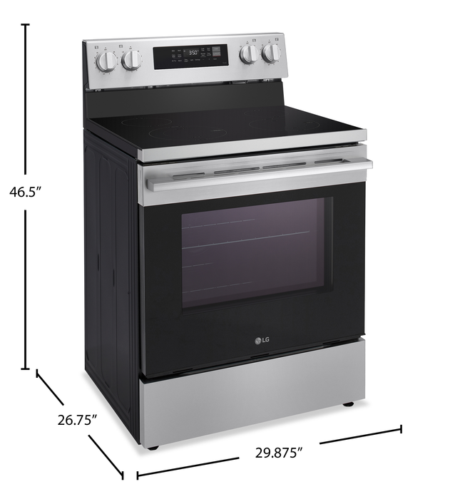 Cuisinière intelligente électrique LG de 6,3 pi3 avec friture à air - acier inoxydable - LREN6321VE