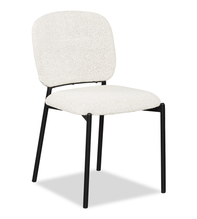 Luka Dining Chair with Boucle Fabric, Metal - Beige  | Chaise de salle à manger Luka en tissu bouclé et en métal - beige