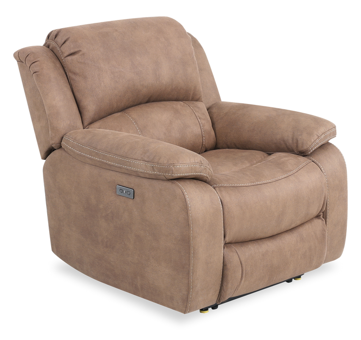 Fauteuil à inclinaison électrique Marcel de 39 po en po en tissu d’apparence cuir  avec port USB – brun chaud
