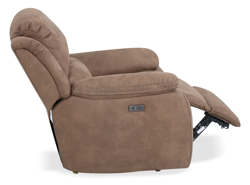 Fauteuil à inclinaison électrique Marcel de 39 po en po en tissu d’apparence cuir  avec port USB – brun chaud